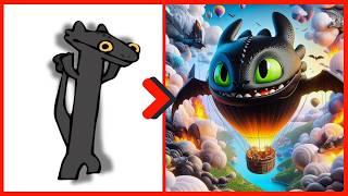 Toothless as a Hot Air Balloon |   All Cartoon Characters 