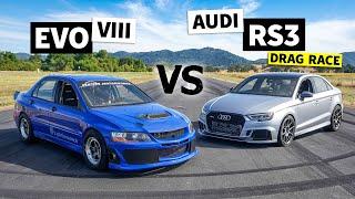 AWD Power Battle: Audi RS3 drag races Mitsubishi Evo VIII // THIS vs THAT