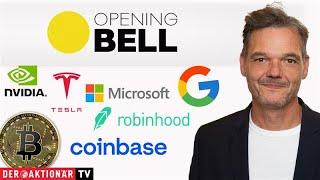 Opening Bell: Bitcoin, Coinbase, Robinhood, Tesla, Alphabet, Microsoft, Nvidia, Intuitive Surgical