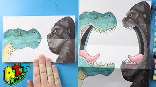 How to Draw Kong vs V-Rex Folding Surprise