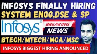 Infosys Biggest Hiring Announced | System Engineer, DSE & SP Role | InfyTQ