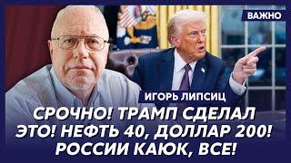 Топ-экономист Липсиц: Путин приползет к Трампу на брюхе и будет молить о пощаде