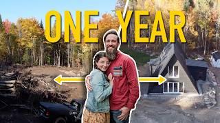 ONE YEAR Timelapse! Watch Us Build Our Own Off-Grid A-frame from Scratch w/ NO EXPERIENCE!