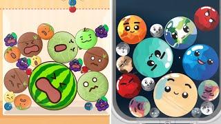 Watermelon Game vs Merge Planets | Fruit Suika Math Game