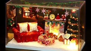 Christmas Dollhouse DIY Doll House Kit Christmas Night Miniature Christmas Diorama Christmas Decor