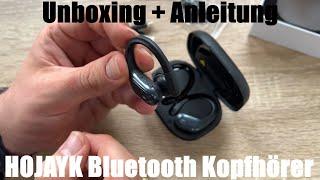 HOJAYK Bluetooth Kopfhörer Sport, In Ear Kopfhörer Bluetooth 60 Std. Laufzeit Unboxing und Anleitung