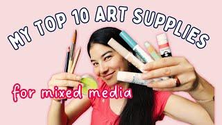 Top 10 FAVORITE ART SUPPLIES in 2024 / Neocolors, Inktense, Ecoline, Handmade Watercolors and more!