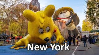 Macy's Thanksgiving Day Parade Balloon Inflation 2024, New York City | 4K