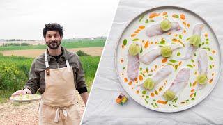 Puls' : Ajo blanco sashimi de daurade, huile de coriandre, huile d’olive, goût subtil