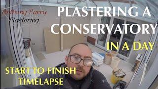 Plastering a conservatory in a day on my own. Drylining and skimming Timelapse