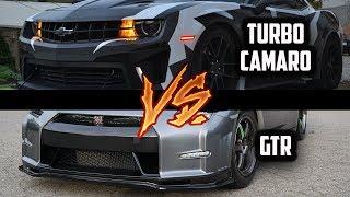 Turbo Camaro vs GTR Drag Race | Camaro catches on FIRE!