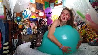 First 24" BIG BALLOON Ride | Looner Clown Girl in Tights Inflating and Squeezing Loons | Non-Pop