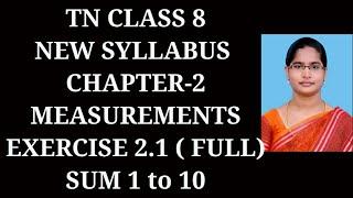 8th Maths Ch-2 Measurements | Ex-2.1 (Full sums) | Samacheer One plus One channel