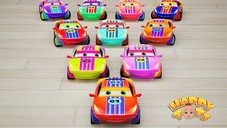 10 Little Cars | Counting Song for Kids | Nursery Rhymes | Happy Tots