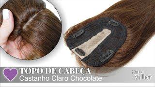 Top Closure (Topo de Cabeça) de Cabelo Humano - Castanho Claro Chocolate - Cia da Mulher