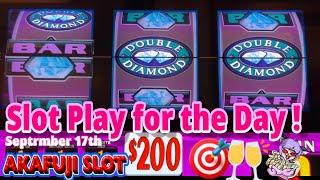 September 17th/ NON STOP! SLOT PLAY FOR THE DAY Jackpot Double Diamond Deluxe YAAMAVA 赤富士スロットクジラを釣る！