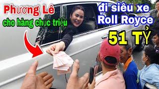 Cận cảnh Hoa hậu Phương Lê đi siêu xe Roll Royce 51 TỶ phát tiền Chục Triệu khi đến mộ" NSUT Vũ Linh