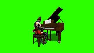 Woman Playing Piano #1 / Green Screen - Chroma Key