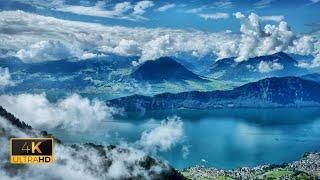 4K Helicopter Flight in Switzerland | Swiss Alps and Luzern Lake Sky View