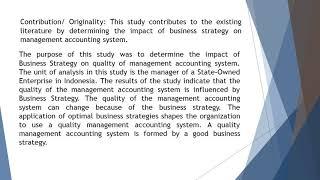 Impact of Business Strategy on the Management Accounting The Case of the Production of State Owned E