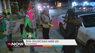 Girl Scouts hold cookie drive-thru