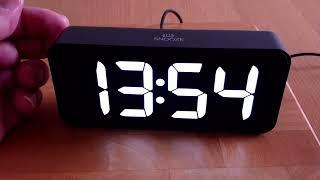 HERMIC Alarm Clock Bedside Mains Powered Large Digital Led Display, Very sleek modern bedside clock