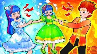 Princess and Hot vs Cold Challenge With Mommy and Daddy - Hilarious Cartoon Animation