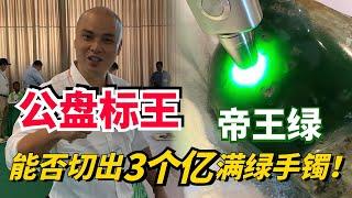 緬甸公盤驚現帝王綠翡翠標王，切出一條手鐲居然價值3個億？#缅甸翡翠 #翡翠 #翡翠原石 #赌石 #jade #