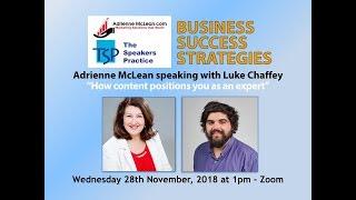 Business Success Strategies "How content positions you as an expert" with Luke Chaffey