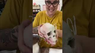 Adding crystals onto a fake skull