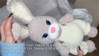 BUNNY 12" in overalls crochet / Part 3 Muzzle and Ears / Bunny pattern ETSY / Amigurumi bunny