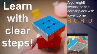 How to Solve a Rubik's Cube in Minutes - Beginner Tutorial (LBL method) Clear Steps!