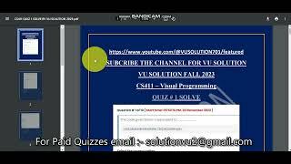 CS411 Quiz 1 SOLUTION 2023 || CS411 QUIZ 1 SOLUTION FALL 2023