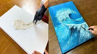 Discover how to create a 3D sea wave painting on canvas 