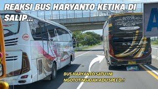 PANAS!!! TAU AKAN DI SALIP, SEKETIKA BUS HARYANTO MERUBAH JALAN TOL JADI SIRKUIT.!