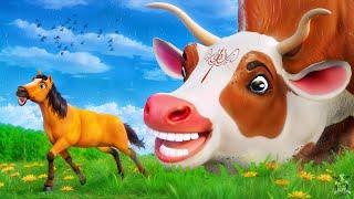 Giant Super Cow vs Tiny Horse’s Fun Adventures | Witch Buffalo | Funny Animals Cartoons