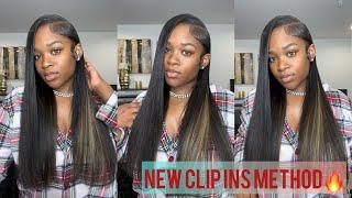 NEW Clip- Ins Method  EASY AND LONGER LASTING INSTALL|Kinky Straight Hair 