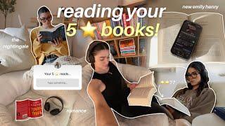 *reading vlog* reading your 5 ⭐️ books  | my ratings, thoughts, new emily henry release, and more!