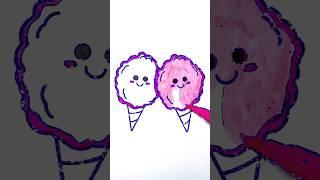 candy coloring pages | how to draw a cute cotton candy | cute cotton candy drawing #shorts #drawing