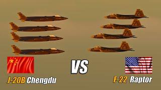 4 US F-22 Raptor vs 4 China J-20B Chengdu 5th generation fighter - DCS WORLD