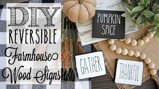 DIY Reversible Fall Farmhouse Mini Wood Signs | Rae Dunn Inspired