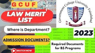 GCUF Law Department List | Admission Documents for GCUF| Location?