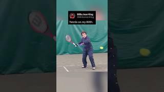 Tennis Legend Billie Jean King (12 Grand Slams in single) playing tennis on her 80th birthday.