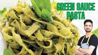 pasta in basil pesto sauce | grren sauce pasta | basil sauce pasta