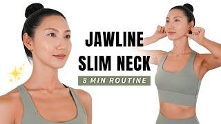 8 Min JAWLINE & SLIM NECK ROUTINE Get a Sharp Jawline, V-Shape, Long Neck