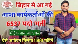 Bihar Asha Worker Vacancy 2022 | asha Karyakrta Bahali Bihar 2022 | आशा कार्यकर्ता 6537 पदो भर्ती