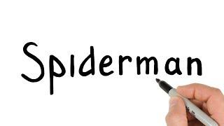 How to turn word Spiderman into cartoon drawing SUPER EASY