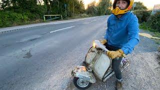 Restored 1958 Motovespa / Vespa VB1 125n with Bollag 137 kit. Cold Start and Ride!