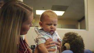 Baby hears mom's voice for the first time with Cochlear implants