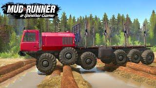 Spintires: MudRunner - MAZ 12x12 MONSTER TRUCK Test on a Difficult Track